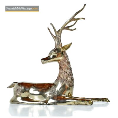 Sarreid vintage brass seated deer