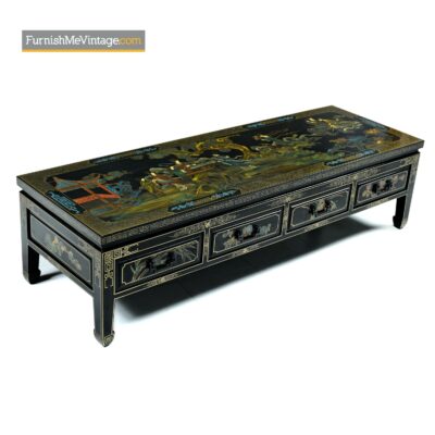 black lacquer chinoiserie coffee table