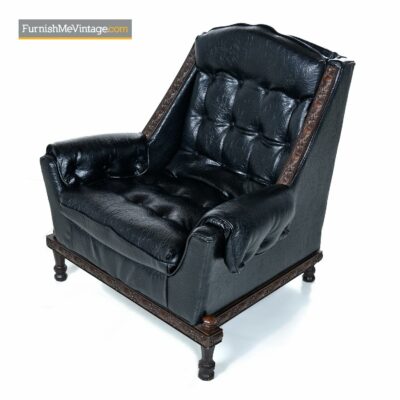 black leather gothic lounge chair