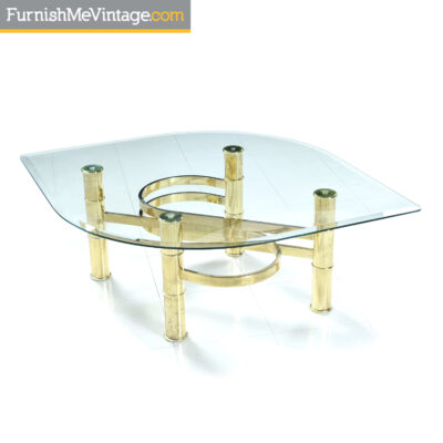 gold coffee table leaf shape glass