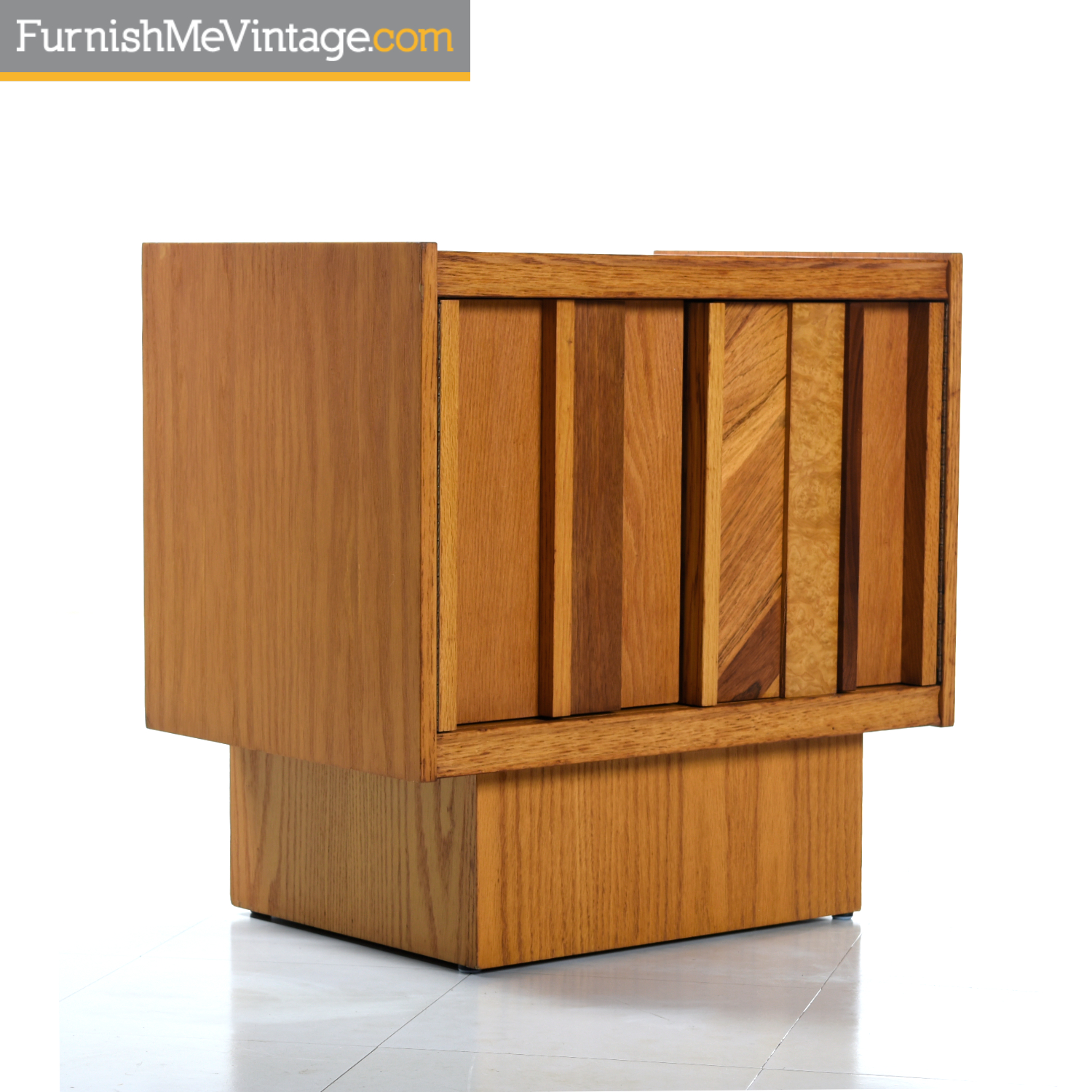 Pair of Maple Burl Walnut Rosewood and Oak Tabago Furniture Brutalist