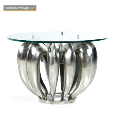 modern brutalist chrome coffee table