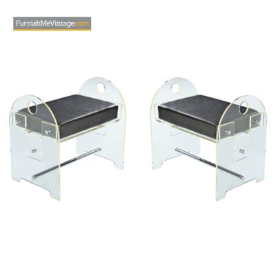 snake skin lucite bench stools