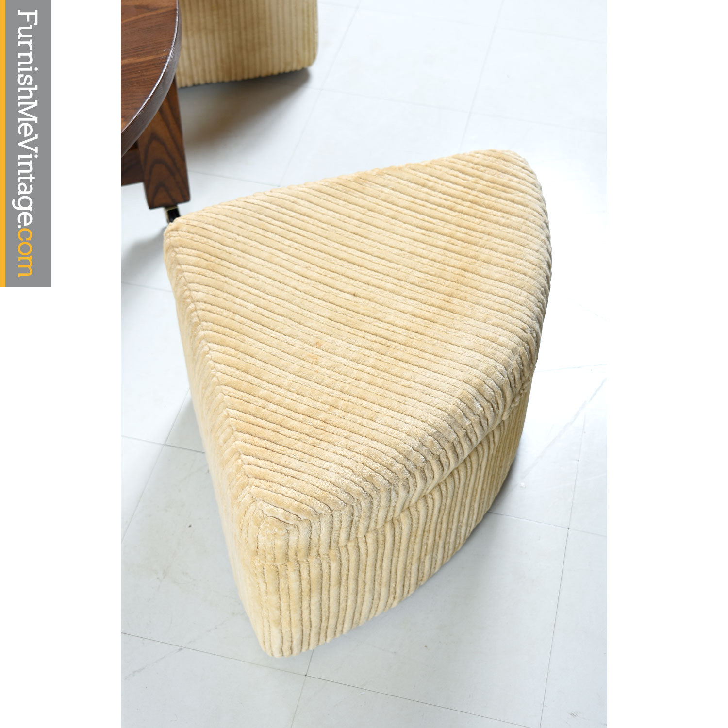 Vintage Gaming Table Set with Round Table and Corduroy Stools