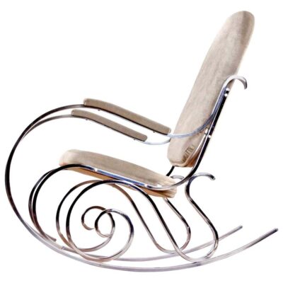 Maison Jensen Chrome and Beige rocking chair