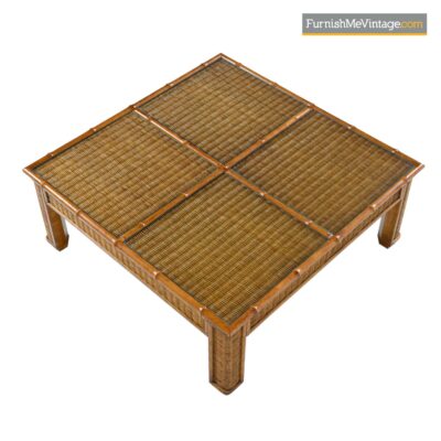 vintage bamboo and wicker coffee table