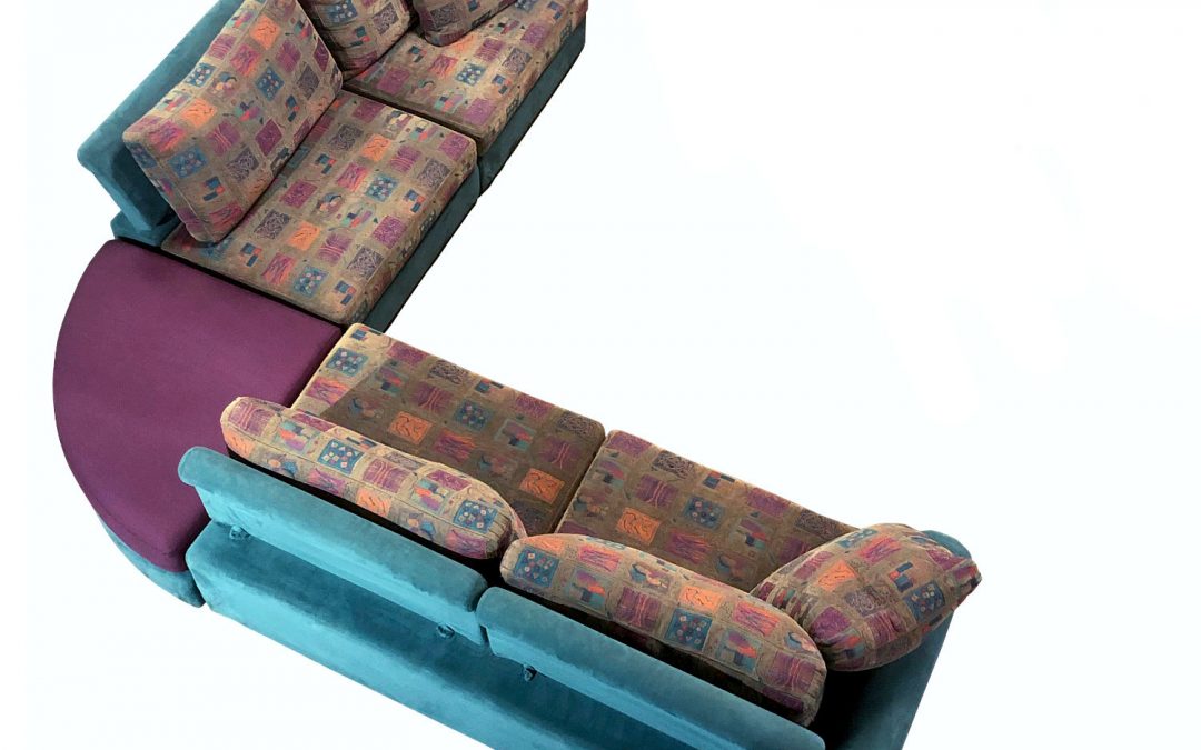 Dellarobbia Teal and Purple Modern Sectional Sofa with Adjustable Back