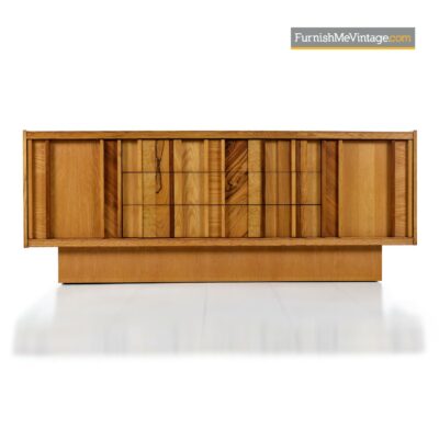 rosewood burl oak brutalist credenza