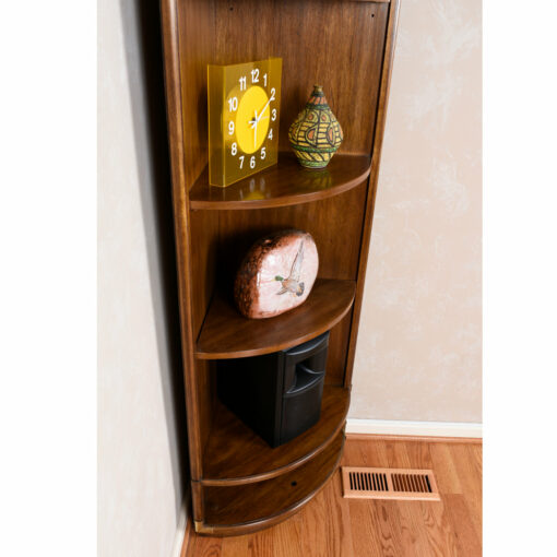 Two shelves are adjustable height, two are fixed in place
