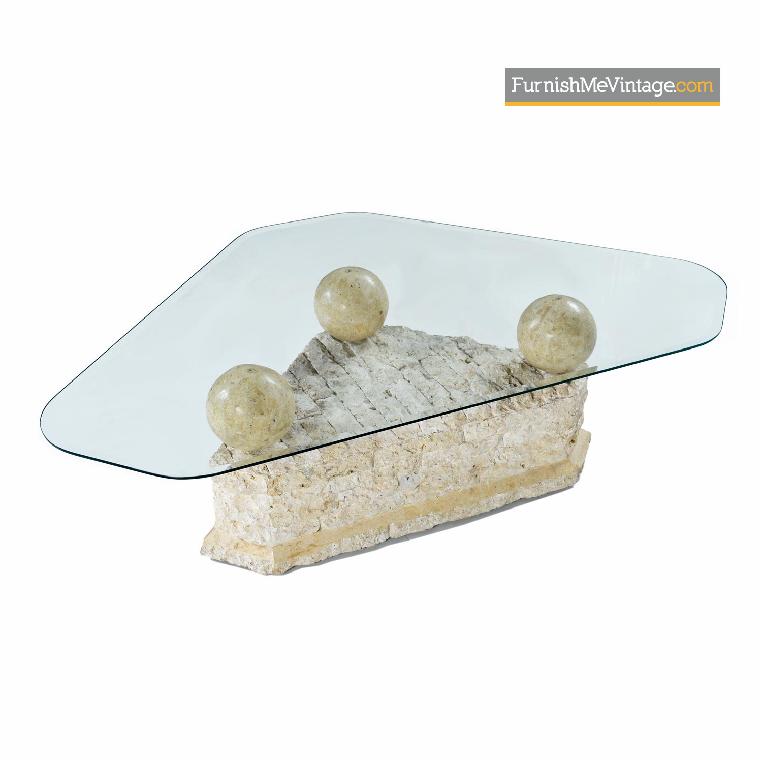 Maitland Smith Style Mactan Tessellated Stone Pedestal Coffee End Tables