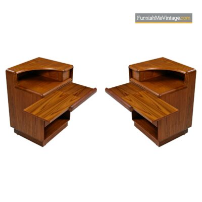 danish teak curved top nightstands