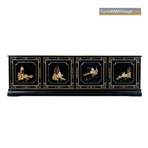oriental gilt black lacquer credenza
