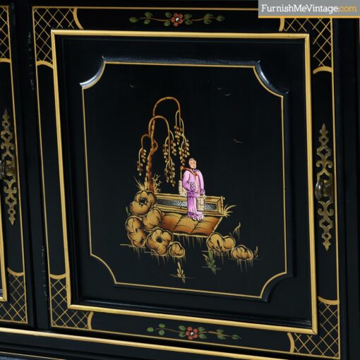 painted black lacquer credenza oriental