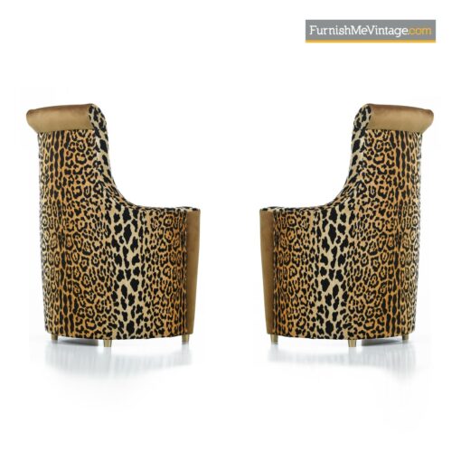 hollywood regency leopard fabric chairs