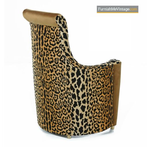 scroll back leopard print art deco chair