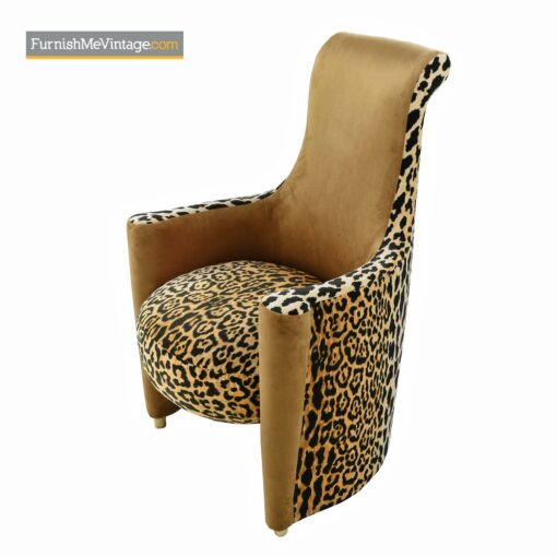 velvet-leopard-print high back armchairs