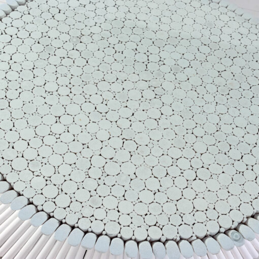 Round white rattan McGuire coffee table
