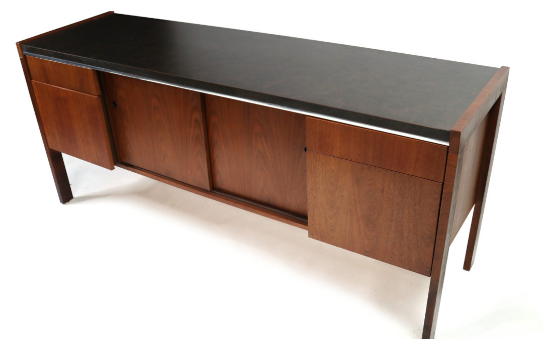 Mid-Century Modern Biltrite Walnut Filing Cabinet Office Credenza