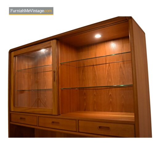 danish teak lighted hutch cabinet