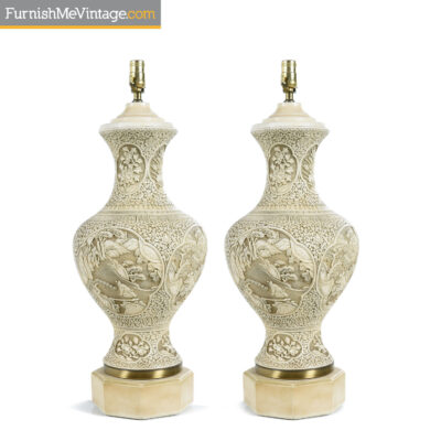 ivory chalkware chinese lamps