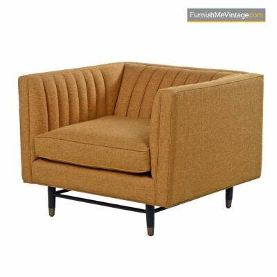 mid century orange tweed tuxedo chair
