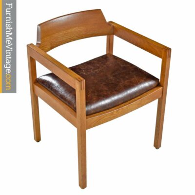restored oak gunlocke chair in leather
