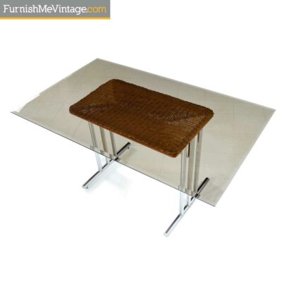 70s smoked glass chrome table