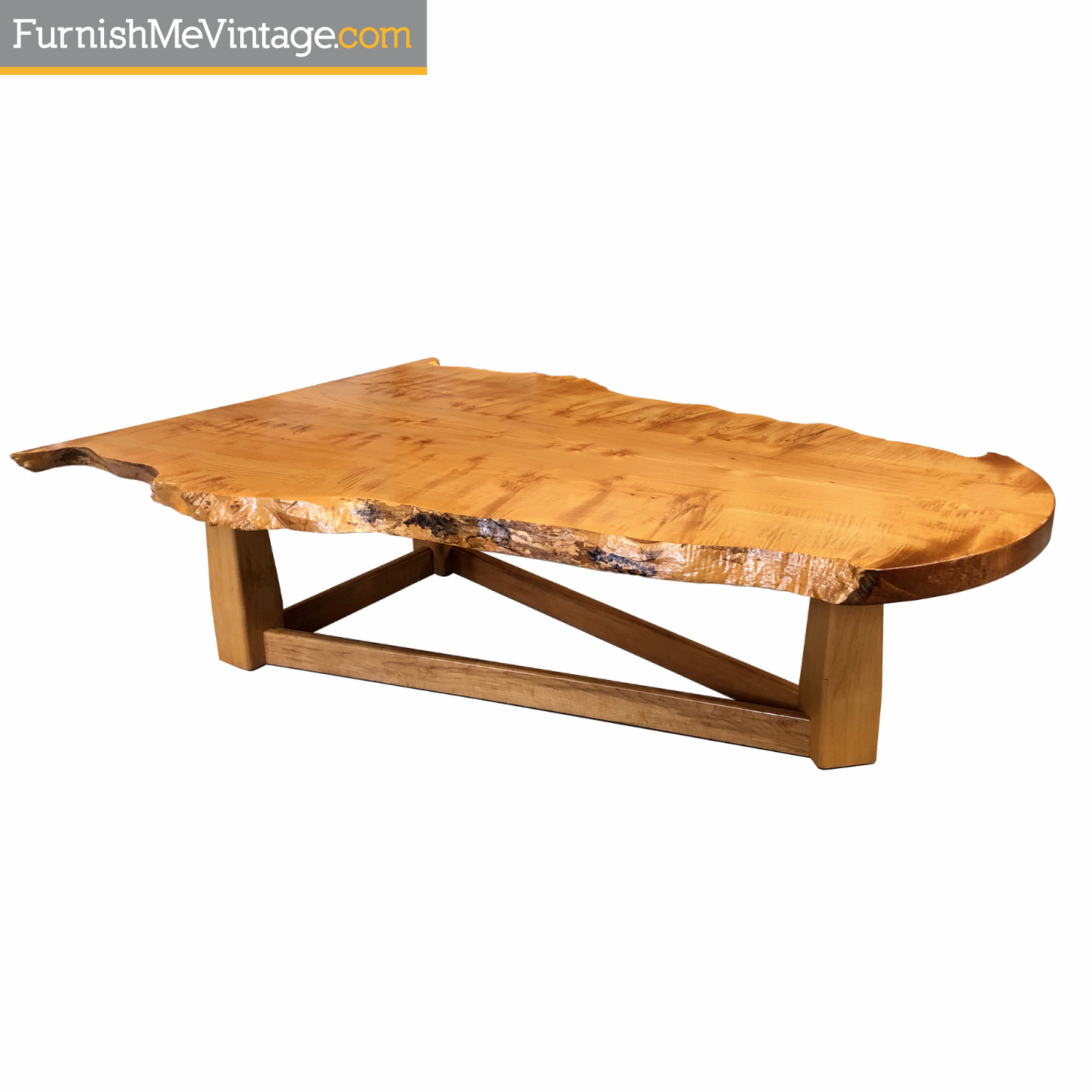 Birdseye Maple Modern Live Edge Slab Coffee Table