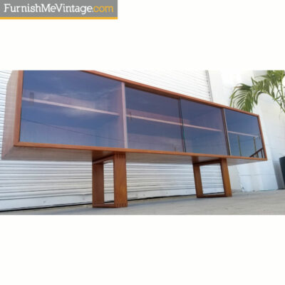 Danish teak credenza hutch with glass doors