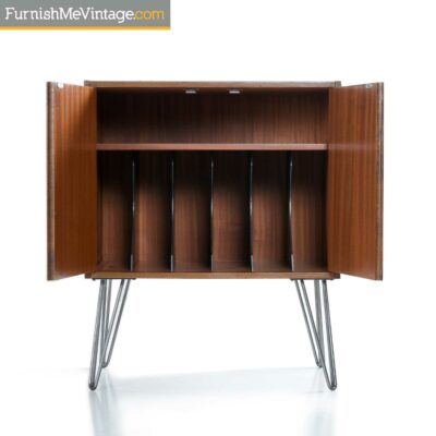 danish teak vintage record cabinet