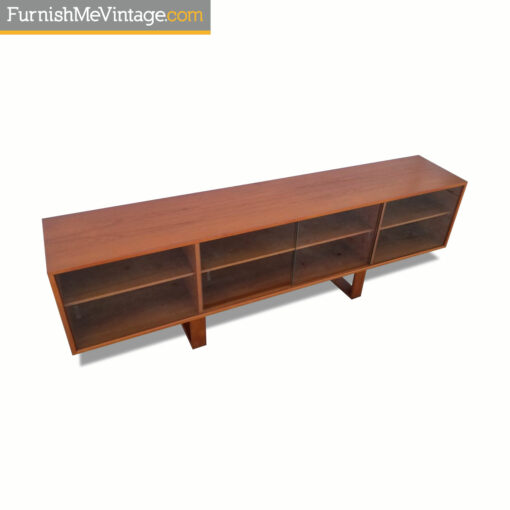 Danish teak credenza hutch with glass doors