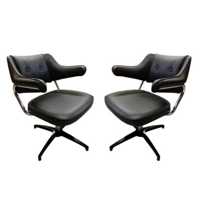 black and chrome swivel chairs