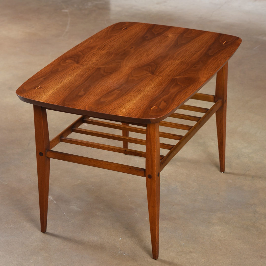 MidCentury Modern Lane Accent Tiered Restored Walnut End Tables