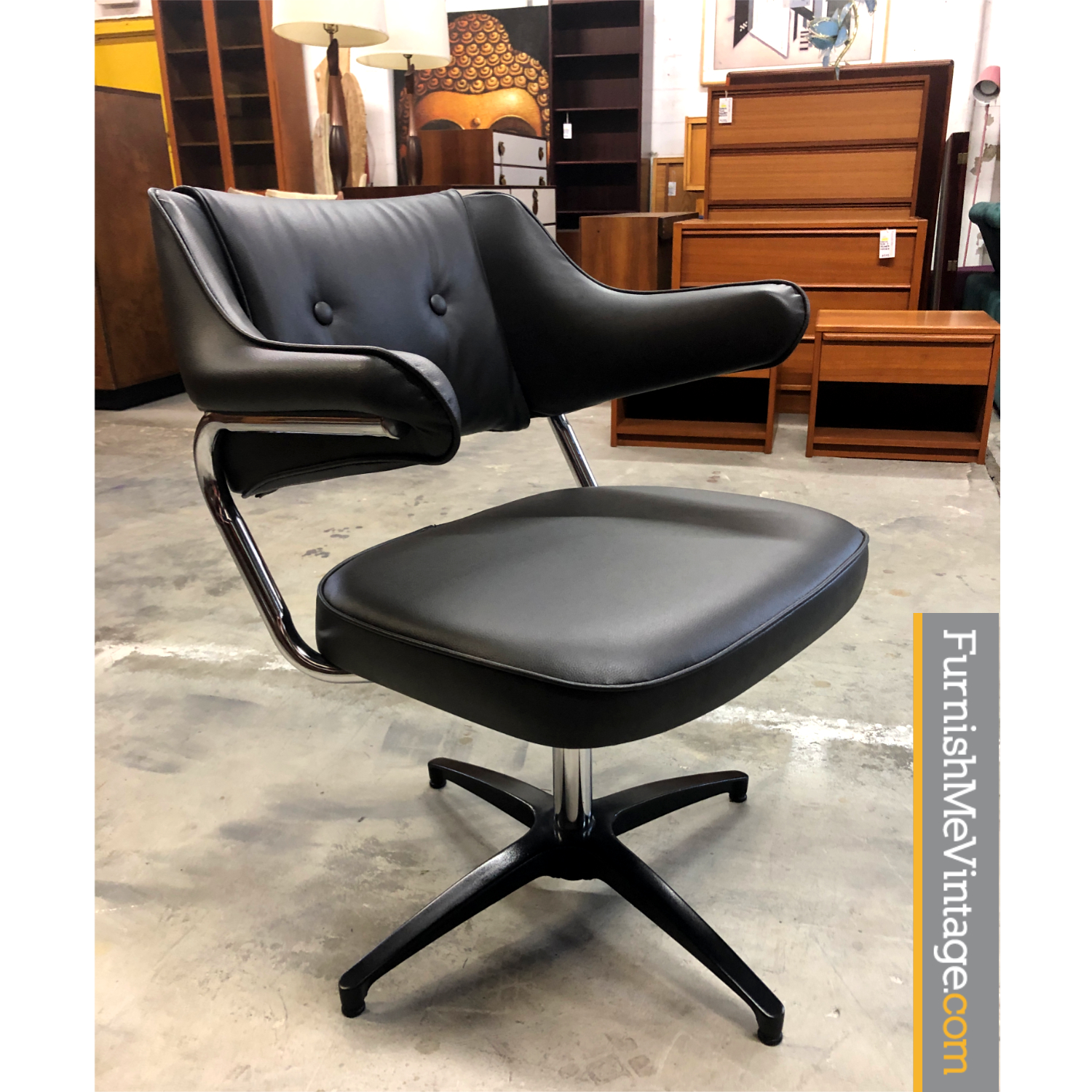 Pair of Black and Chrome Swivel Task Chairs