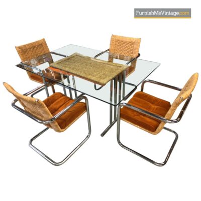Chromcraft Orange Velvet Dining Chairs