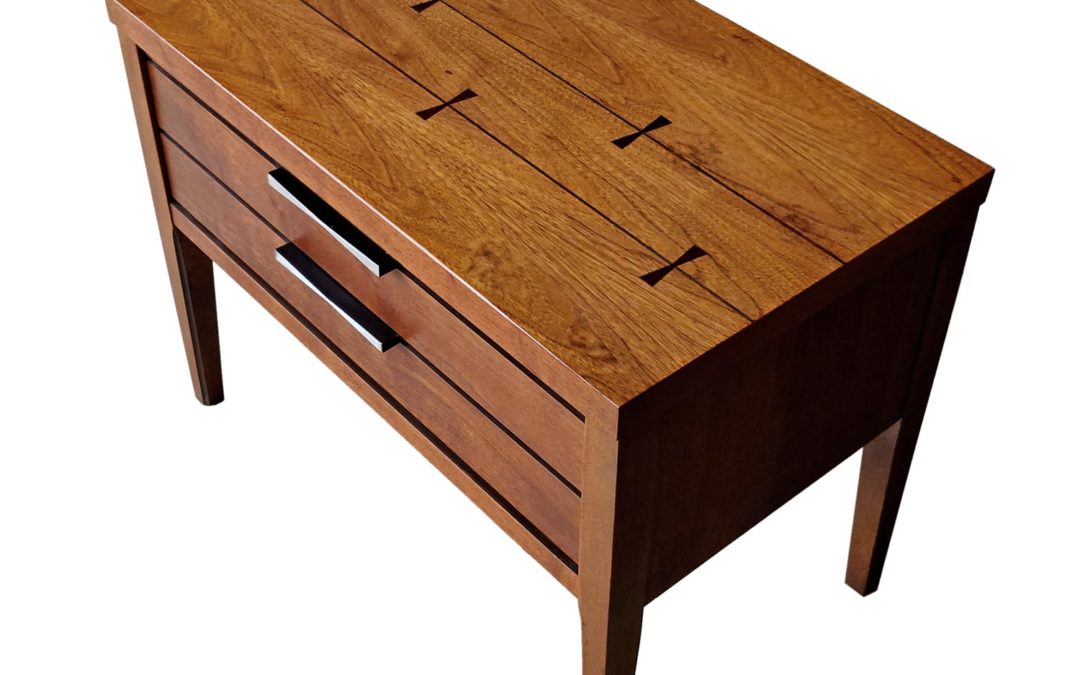 Lane Tuxedo Rosewood and Walnut Bow Tie Nightstand