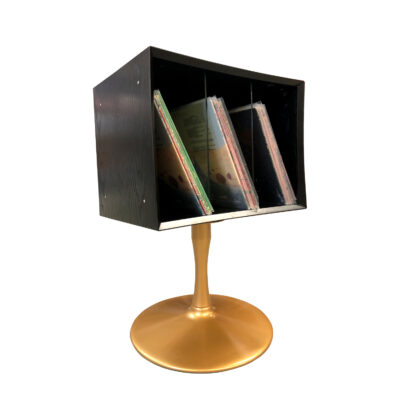 quadraspire black and gold record storage cabinet