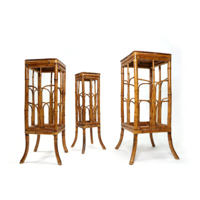 Vintage tortoise bamboo plant stands