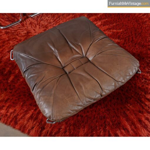 Ingmar Relling Westnofa Leather and chrome lounge chair recliner with ottoman