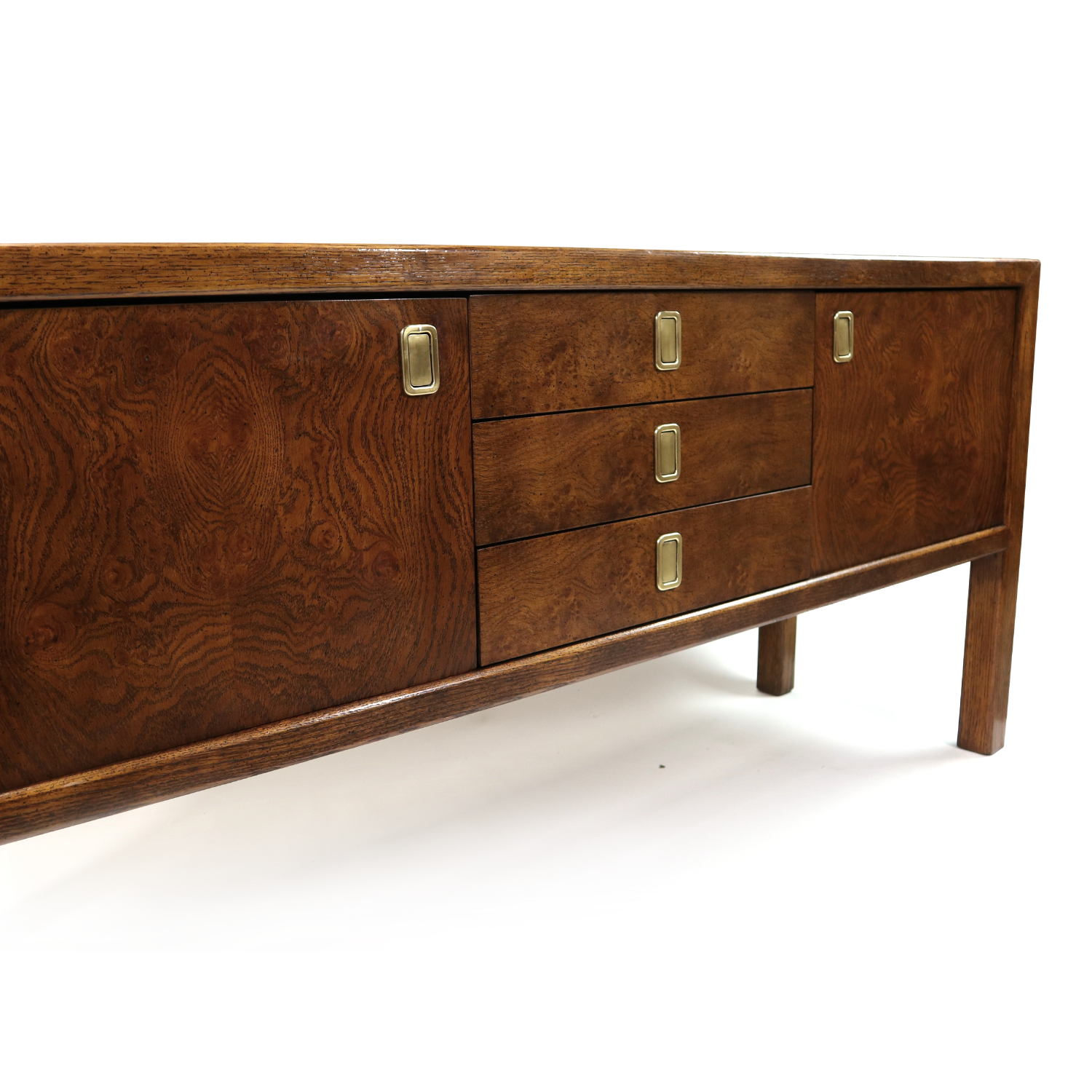 Oak Burl Wood Credenza by Century Furniture Vintage 1970s