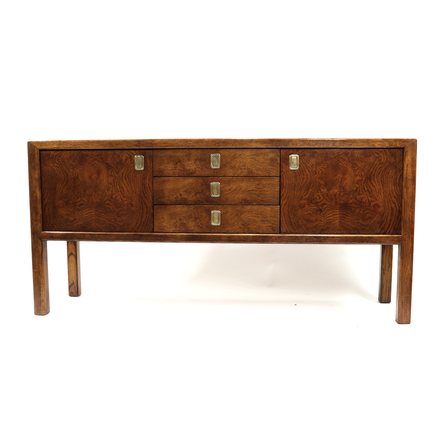 Oak Burl Wood Credenza by Century Furniture Vintage 1970s