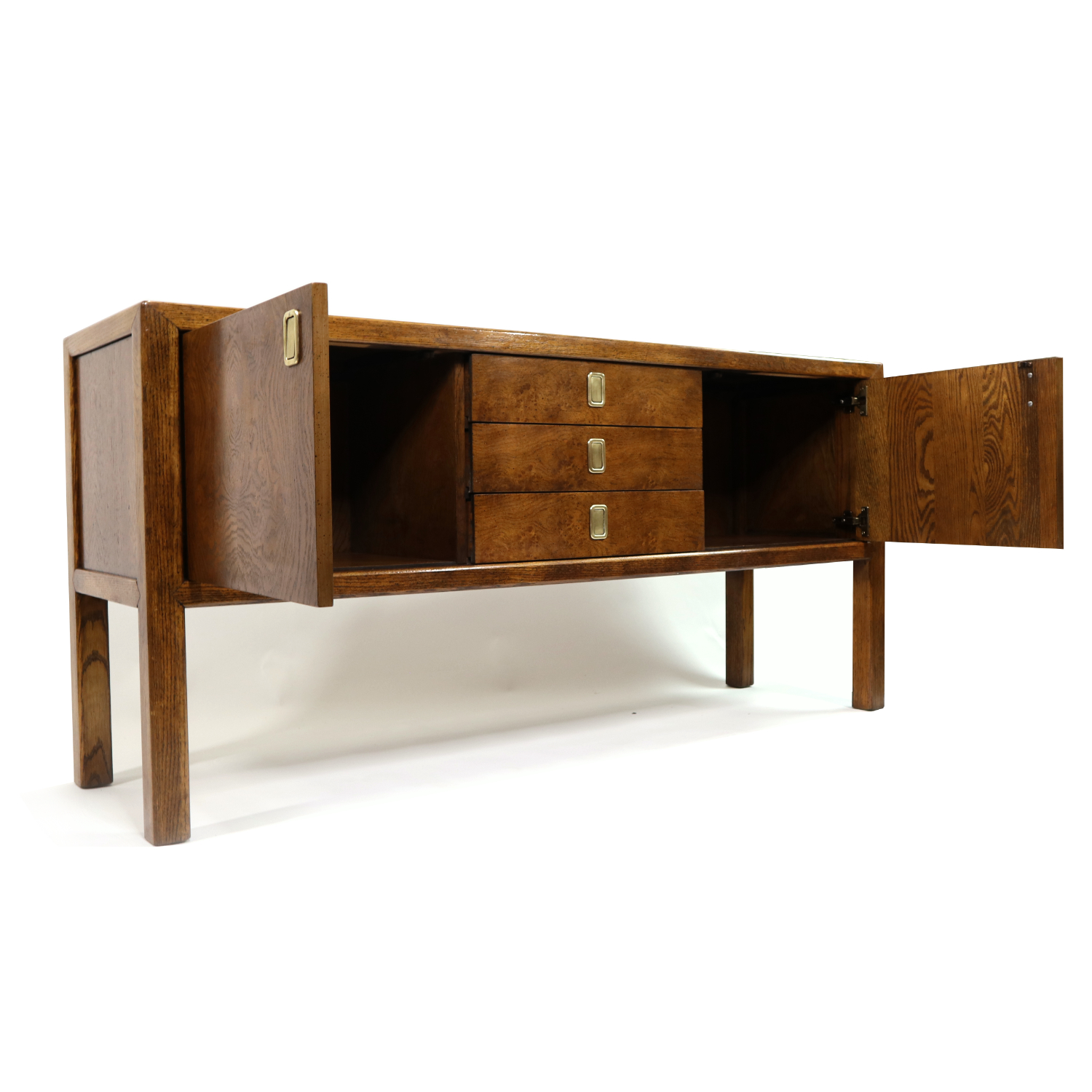 Oak Burl Wood Credenza by Century Furniture Vintage 1970s