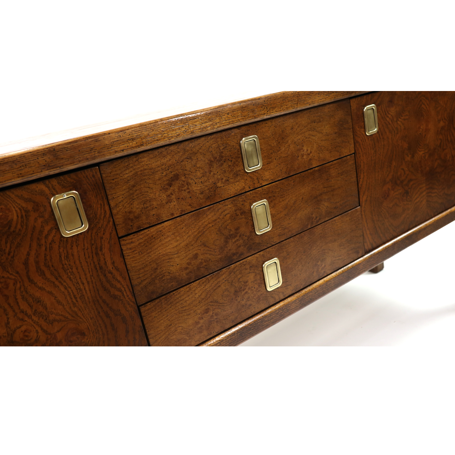 Oak Burl Wood Credenza by Century Furniture Vintage 1970s