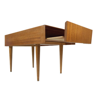 Brown Saltman John Keal mahogany pull out tray side table