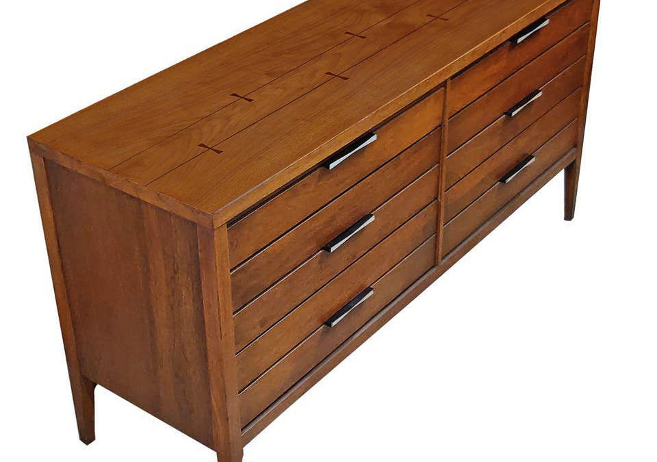 Mid Century Modern Lane Tuxedo Rosewood Bow Tie Dresser