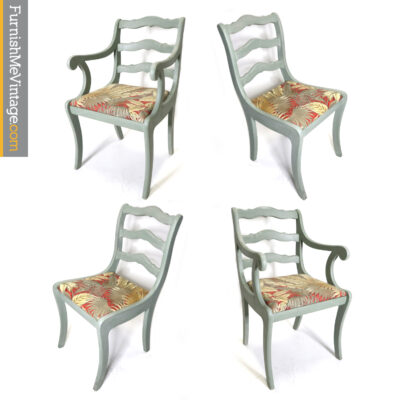 seafoam green coastal decor chalk paint dining chairs Tommy Bahama palm tree chairs