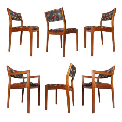 Knoll textiles fabric mid century modern Danish teak dining chair