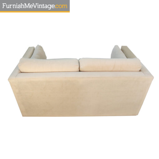 Beige tuxedo loveseat sofa