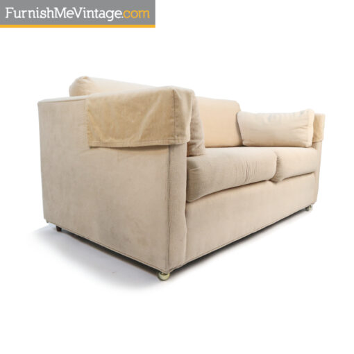 Beige tuxedo loveseat sofa