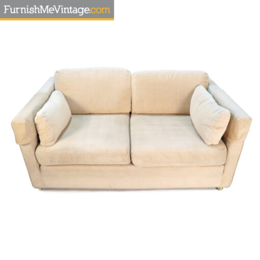 Beige tuxedo loveseat sofa